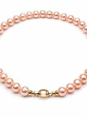 Pearl-23--AAAA Pink Freshwater Pearl Necklace 18" 925 Sterling Silver